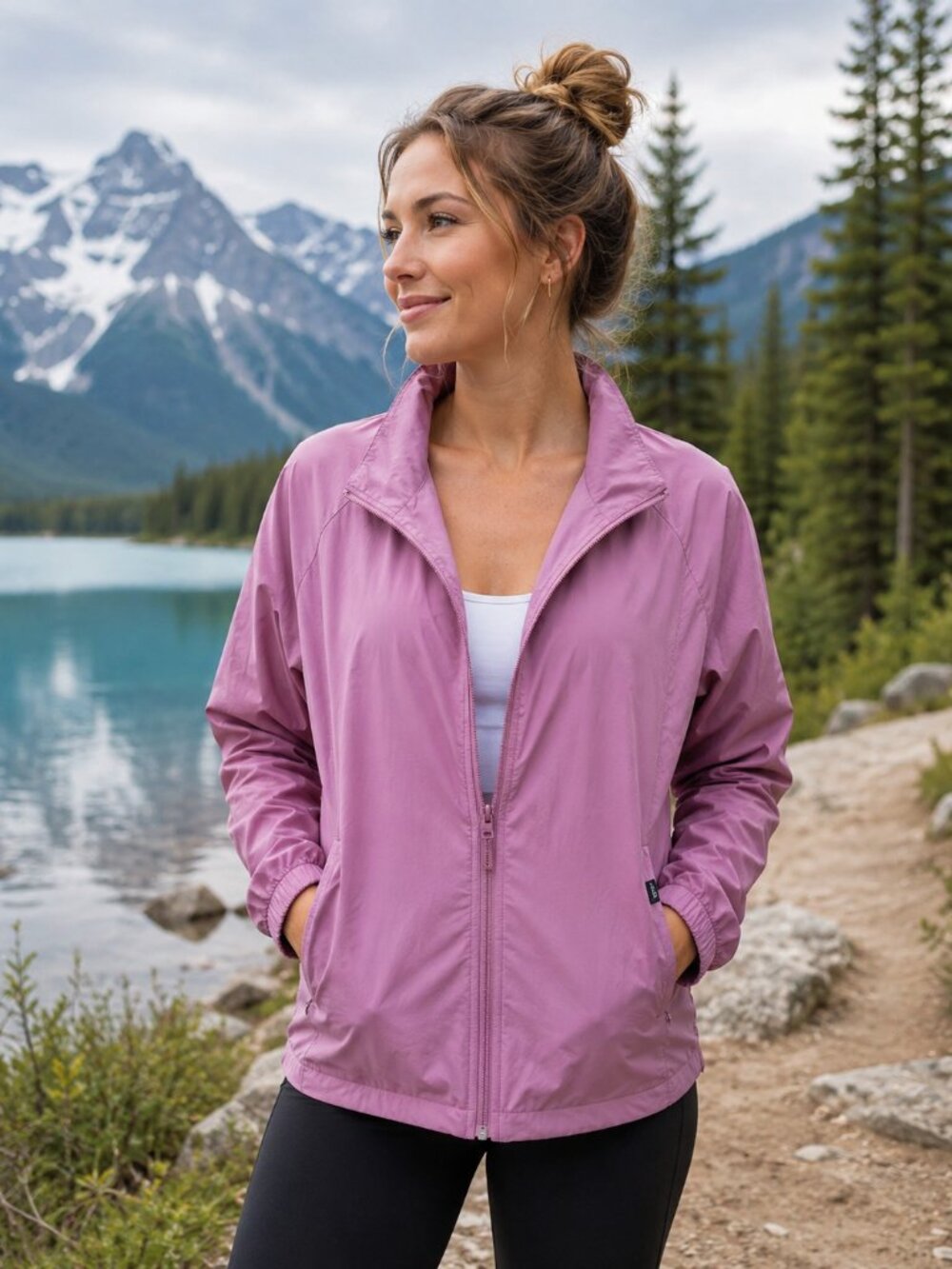 Reebok Women’s 2XL Pink Full Zip Jacket Lightweight Activewear Windbreaker